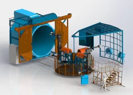 Dreiarm Turm Rotomolding Ausrüstung automatische PLC-gesteuerte Rotation Kunststoff Formen